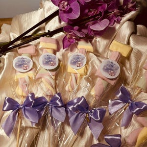 Brochette marshmallow chamallow ,guimauve PERSONNALISÉE, anniversaire ,mariage, baptême, baby shower, premier anniversaire, CADEAU invités