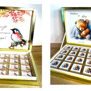 PERSONALIZED CHOCOLATE box, fully personalized image, all themes are possible, for your birthdays, weddings, baptisms... image 7