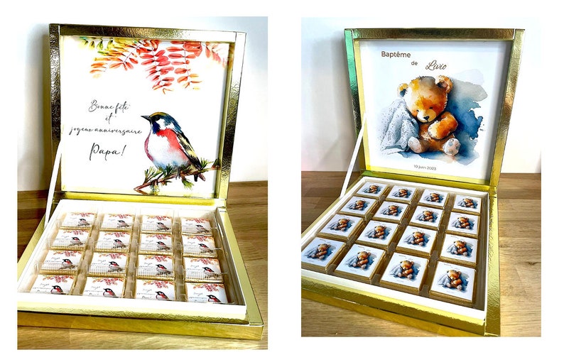 PERSONALIZED CHOCOLATE box, fully personalized image, all themes are possible, for your birthdays, weddings, baptisms... image 7