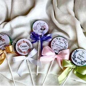 1 to 500 PERSONALIZED lollipops, SATIN ribbon, image of your choice, birthday, baptism, wedding, baby shower, you imagine we create image 2