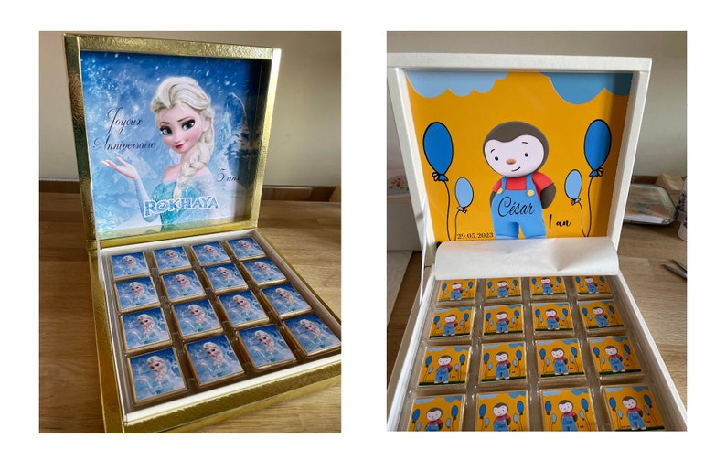 PERSONALIZED CHOCOLATE box, fully personalized image, all themes are possible, for your birthdays, weddings, baptisms... image 6