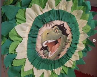 Piñata a forma di dinosauro - personalizzabile con il nome - bastoncino di legno decorato incluso - decorazione T-Rex - giocattolo per feste di compleanno per bambini