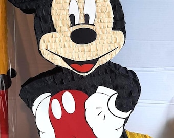 Grande pignatta di Topolino, con bastoncino di legno incluso, Topolino Disney, gioco di compleanno, festa di compleanno per bambini, decorazione fatta a mano