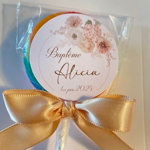 1 to 500 PERSONALIZED lollipops, SATIN ribbon, image of your choice, birthday, baptism, wedding, baby shower, you imagine we create image 4