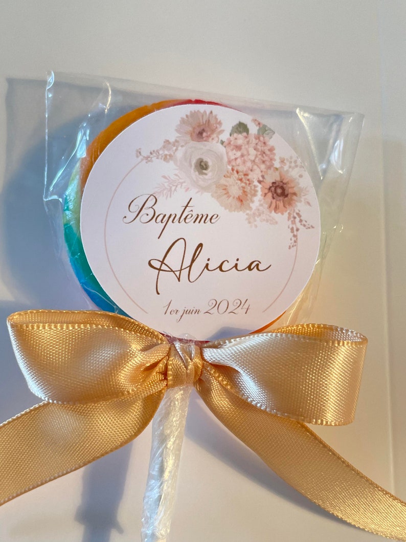 1 to 500 PERSONALIZED lollipops, SATIN ribbon, image of your choice, birthday, baptism, wedding, baby shower, you imagine we create image 4