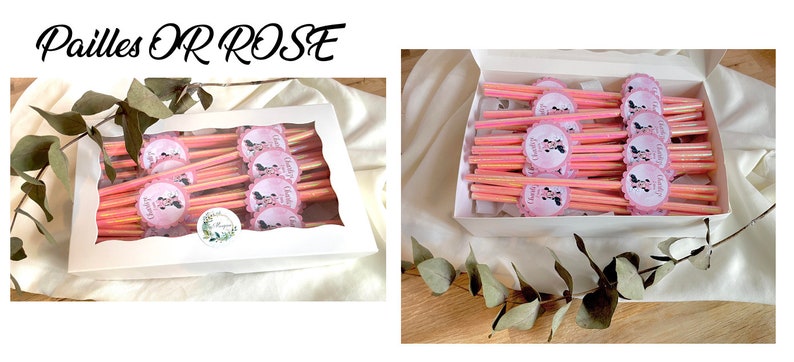 Customizable straws, for your events, All themes are possible. kraft straws, gold or rose gold image 3