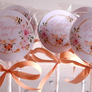 1 to 500 PERSONALIZED lollipops, SATIN ribbon, image of your choice, birthday, baptism, wedding, baby shower, you imagine we create