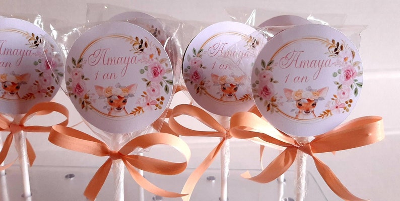 1 to 500 PERSONALIZED lollipops, SATIN ribbon, image of your choice, birthday, baptism, wedding, baby shower, you imagine we create image 1