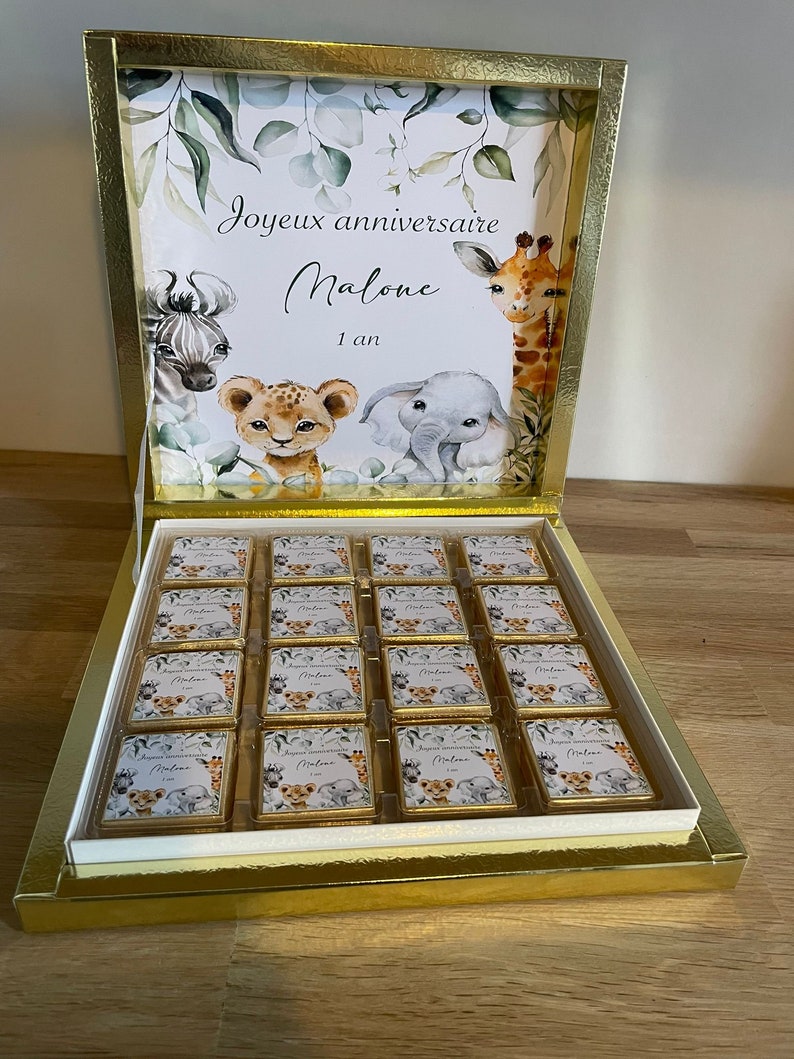 PERSONALIZED CHOCOLATE box, fully personalized image, all themes are possible, for your birthdays, weddings, baptisms... image 1