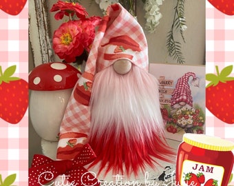 Strawberry Gnome, Strawberry Decor, Kitchen Gnome, Tier Tray Decor, Summer Gnome, Tomte, Nisse