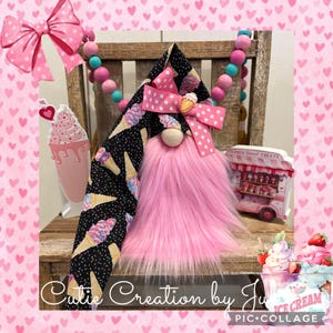 Ice Cream Gnome, Birthday Gnome, Summer Gnome, Ice Cream Decor, Ice Cream Parlor, Sweet Treats, Desserts, Scoops and Sprinkles