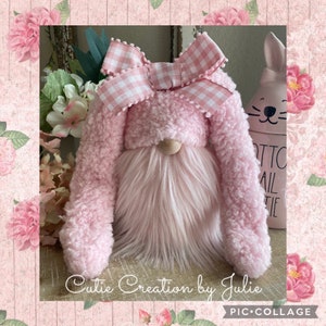 Easter Bunny Gnome, Floppy Ear Bunny Gnome, Pink Bunny, Spring, Easter Tier Tray Decor, Tomte, Nisse, Scandinavian