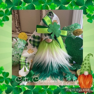 St. Patricks Day Wichtel, St. Paddys Day, Irischer Gnom, Handgemachter Gnom, Grün, Shamrocks, Kobold, Tomte, Nisse