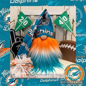 Miami Dolphins Football Gnome, Miami Dolphins Football Decor, NFL Gnome, Team Sports Gnome, Miami Dolphins Fan
