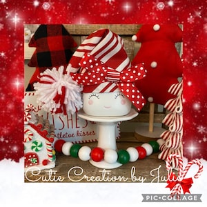 Candy Cane Christmas Marshmallow Mug Hat, Christmas Tier Tray Decor, Seasonal, Holiday, Sweet Treats Christmas