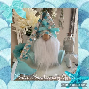 Mermaid Gnome, Beach Gnome, Summer Gnome, Gnome with Shoes, Beach house Decor, Tier Tray Decor, Tomte, Nisse