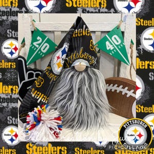 Gnomo de los Pittsburgh Steelers, gnomo de la NFL, gnomo de fútbol americano, fan de los Pittsburgh Steelers, gnomo de deportes de equipo