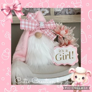 Baby Girl Nursery Gnome, It’s A Girl Gnome, Baby Girl Nursery Decor, Baby Shower Gift, Baby Lamb, Tomte, Nisse, Scandinavian