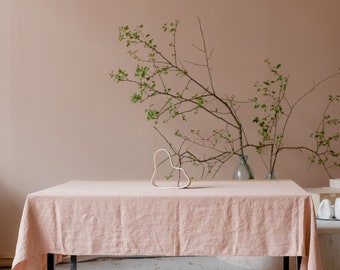 Peach linen tablecloth, soft linen tablecloth, 100% linen tablecloth, tablecloth, stonewashed linen tablecloth