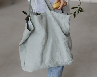Linen bag, boho bag, tote bag, linen shopping bag, linen beach bag, summer bag, shoulder bag, grocery bag