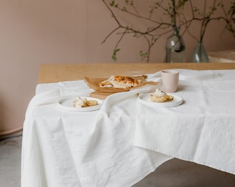White linen tablecloth, linen tablecloth, Christmas linen tablecloth, wedding tablecloth linen tablecloth, stonewashed tablecloth