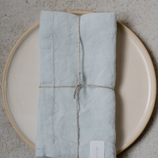 Soft blue linen napkin, linen cloth napkin, wedding linen napkin, washed linen napkins, wedding napkins