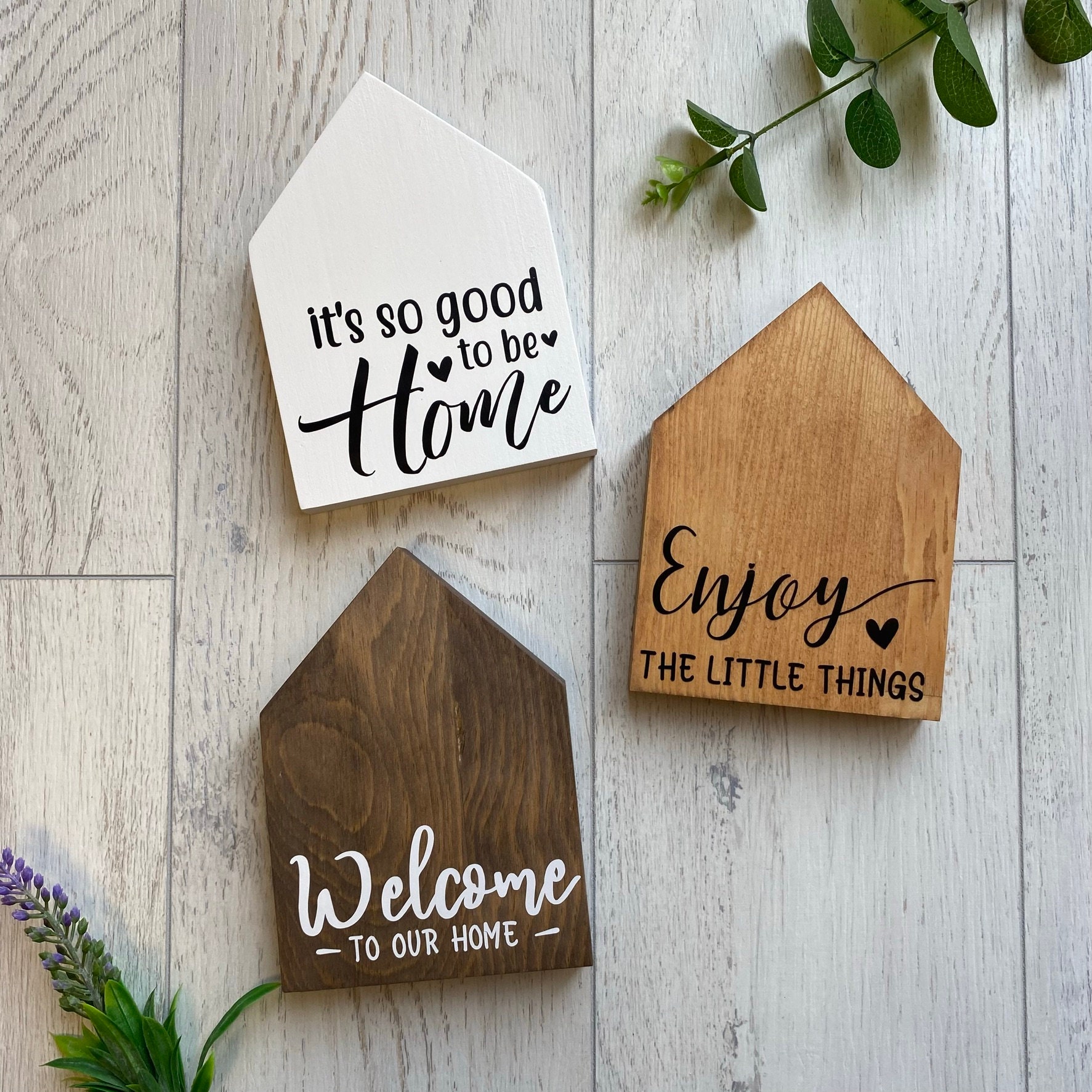 House Shaped Wood Signs Home Sign Farmhouse Decor Mini House Quote Sign
