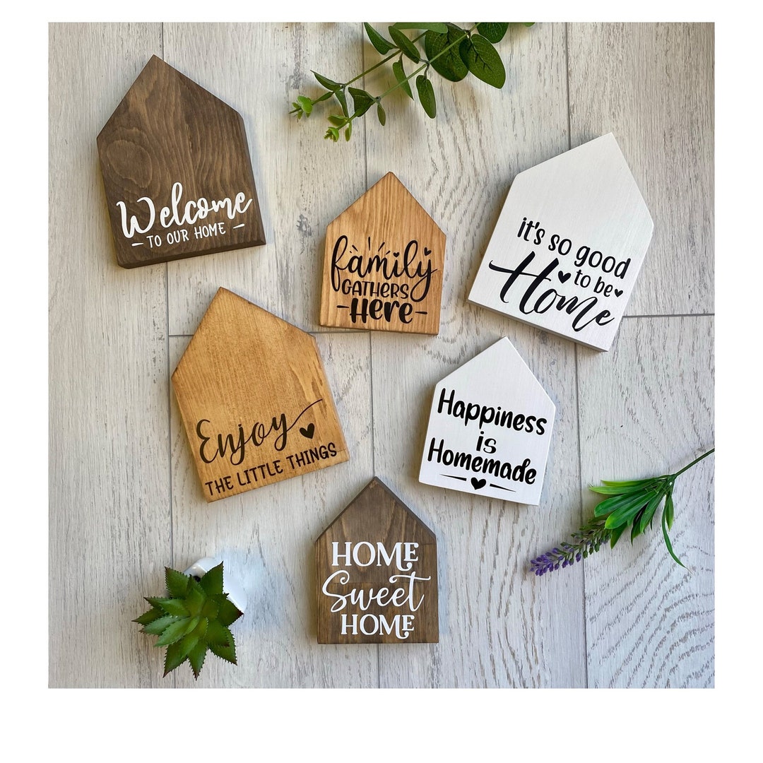 House Shaped Wood Signs Home Sign Farmhouse Decor Mini House Quote Sign