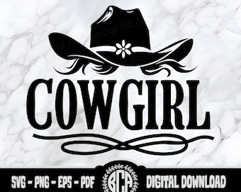 Cowgirl SVG | Cowgirl Hat PNG | Country Chic Clipart for Western Crafts | Cowgirl Silhouette | Wild West Decor SVG | Cowgirl Script Design