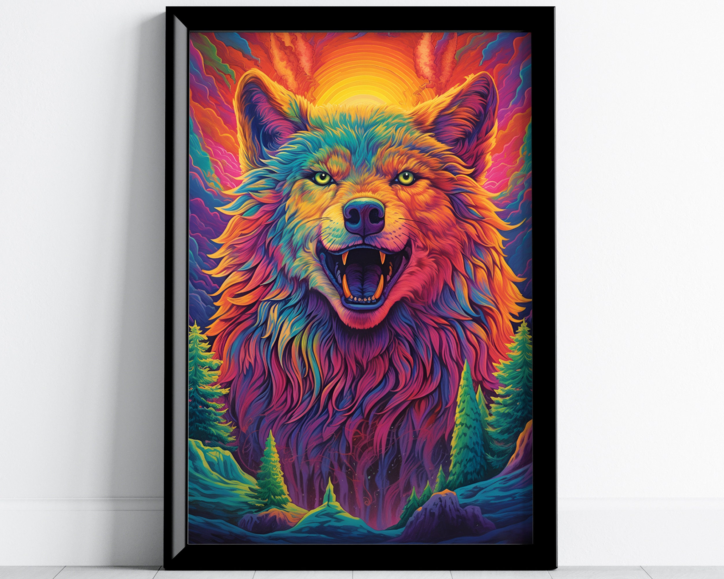 Trippy Wolf Art Etsy Canada