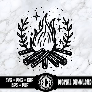 Campfire SVG | Cozy Fire SVG | Campfire DXF | Cute Campfire Wall Art | Camping Svg | Campfire Silhouette File | Campfire Png | Campfire Logo