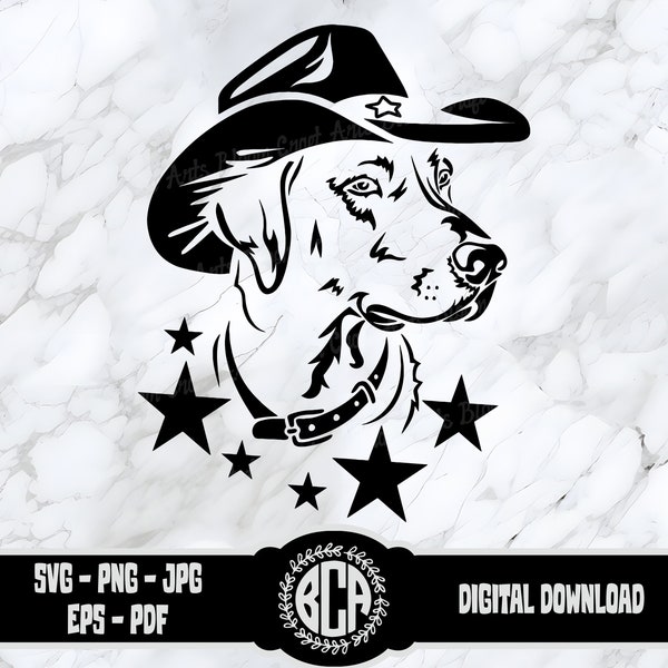 Cowboy Dog Svg, Sheriff Dog Png, Western Dog Digital Download for T-Shirts, Stickers, Home Decor, Wild West Dog Printable, Cowboy Hat Dog