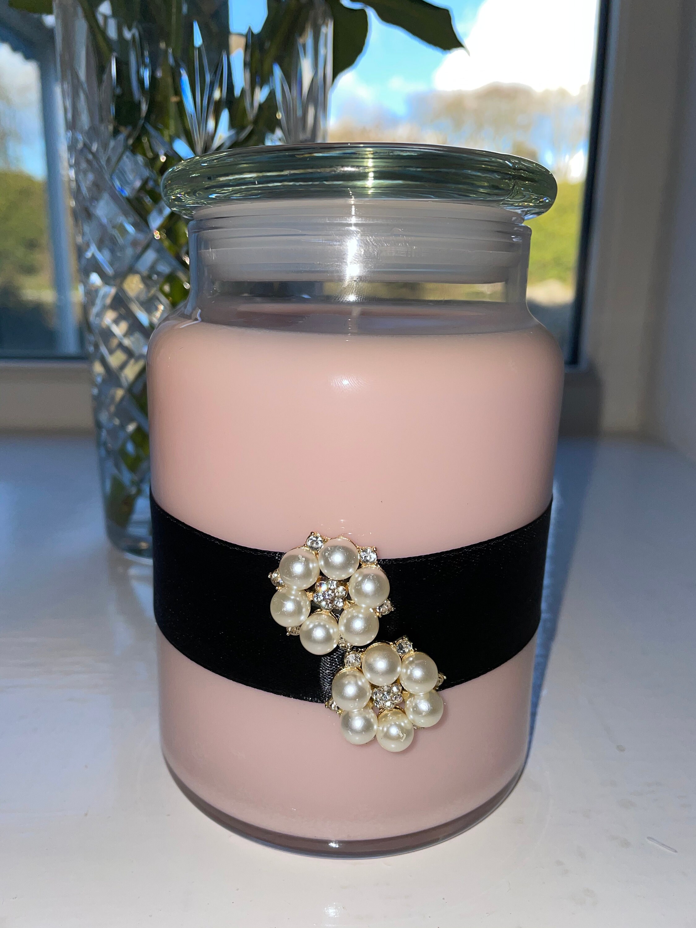 Rose Pink Jasmine Scented Candle in Glass Jar Etsy