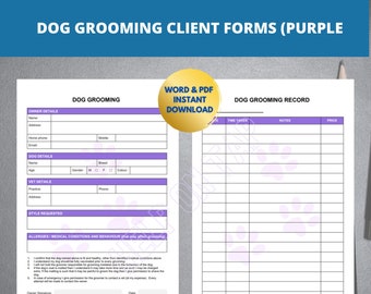 Dog Grooming Client Forms - Etsy