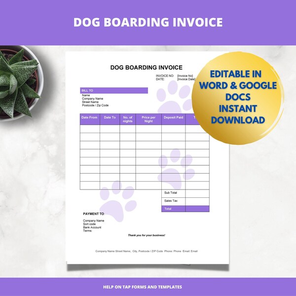 Invoice Template Handwritten Etsy