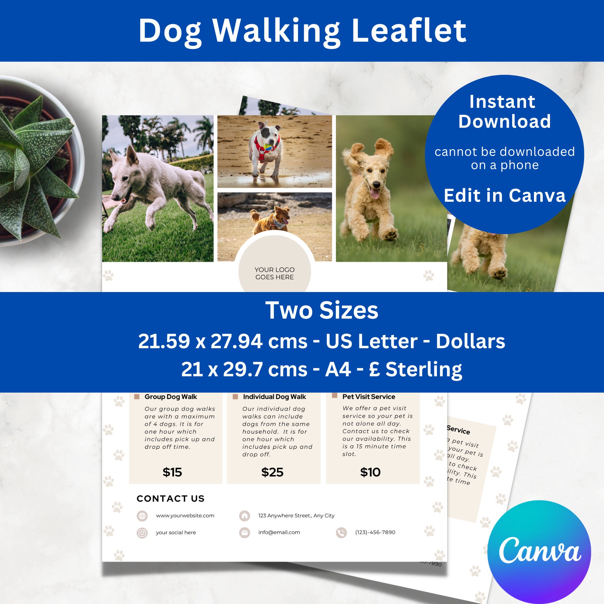 Dog Walking Flyer Template for a Dog Walking Business or Dog Walker ...