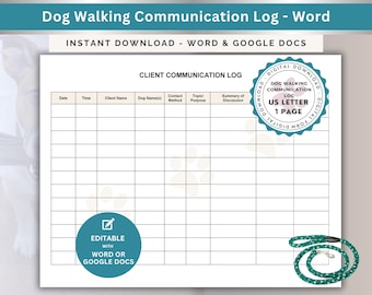 Client Communication Log Word Template Customer Contact Tracking Document Client Interaction Record Form Customer Communication History