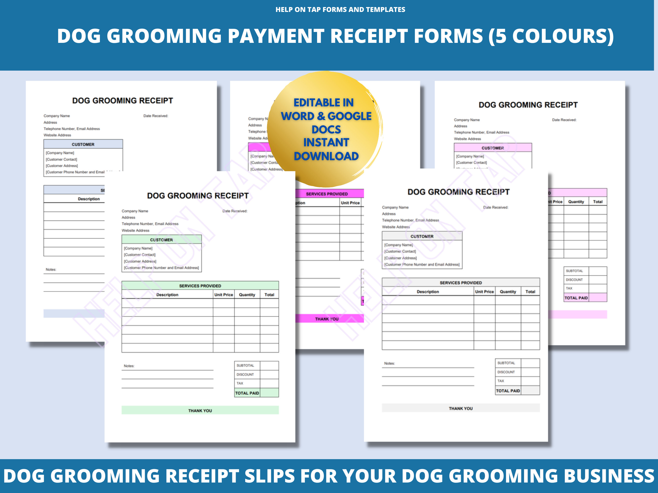 Dog Grooming Payment Receipt Word Dog Grooming Deposit Receipt Simple