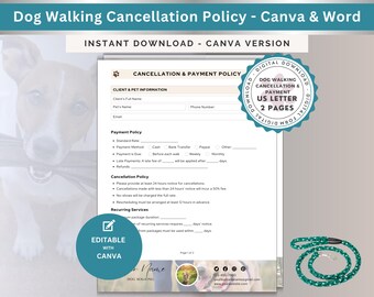 Dog Walking Cancellation Policy Template Pet Walking No Show Policy Form Puppy Walking Change Appointment Dog Walker Reschedule Session Word