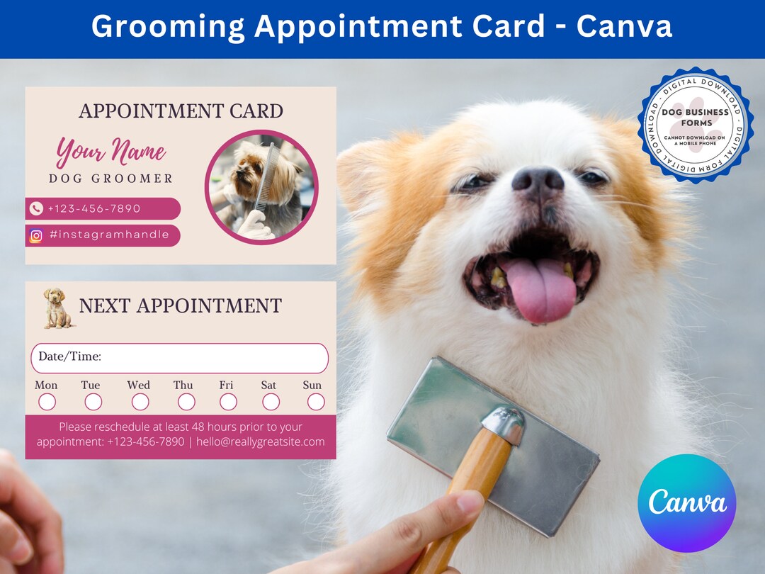 Dog Grooming Appointment Cards Canva Dog Grooming Appointment Reminder