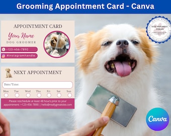 Dog Grooming Appointment Cards - Canva  | Dog Grooming Appointment Reminder Cards | Your Next Appointment Cards | Mobile Grooming Reminder