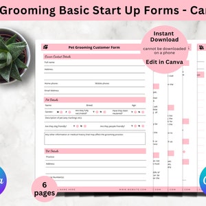 Dog Groom Form (Pink) - Canva  | Dog Groom Consent Form | Dog Groom Client Card | Pet Groom Form | Pet Groom Client Form | Groom Business