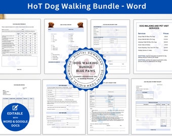 Dog Walking Forms Bundle (Blue) | Simple Dog Walking Contract | 18 Dog Walking Templates for a Dog Walking Business | Dog Walker Start-up