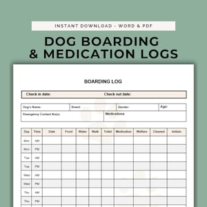 Pet Daily Log Printable