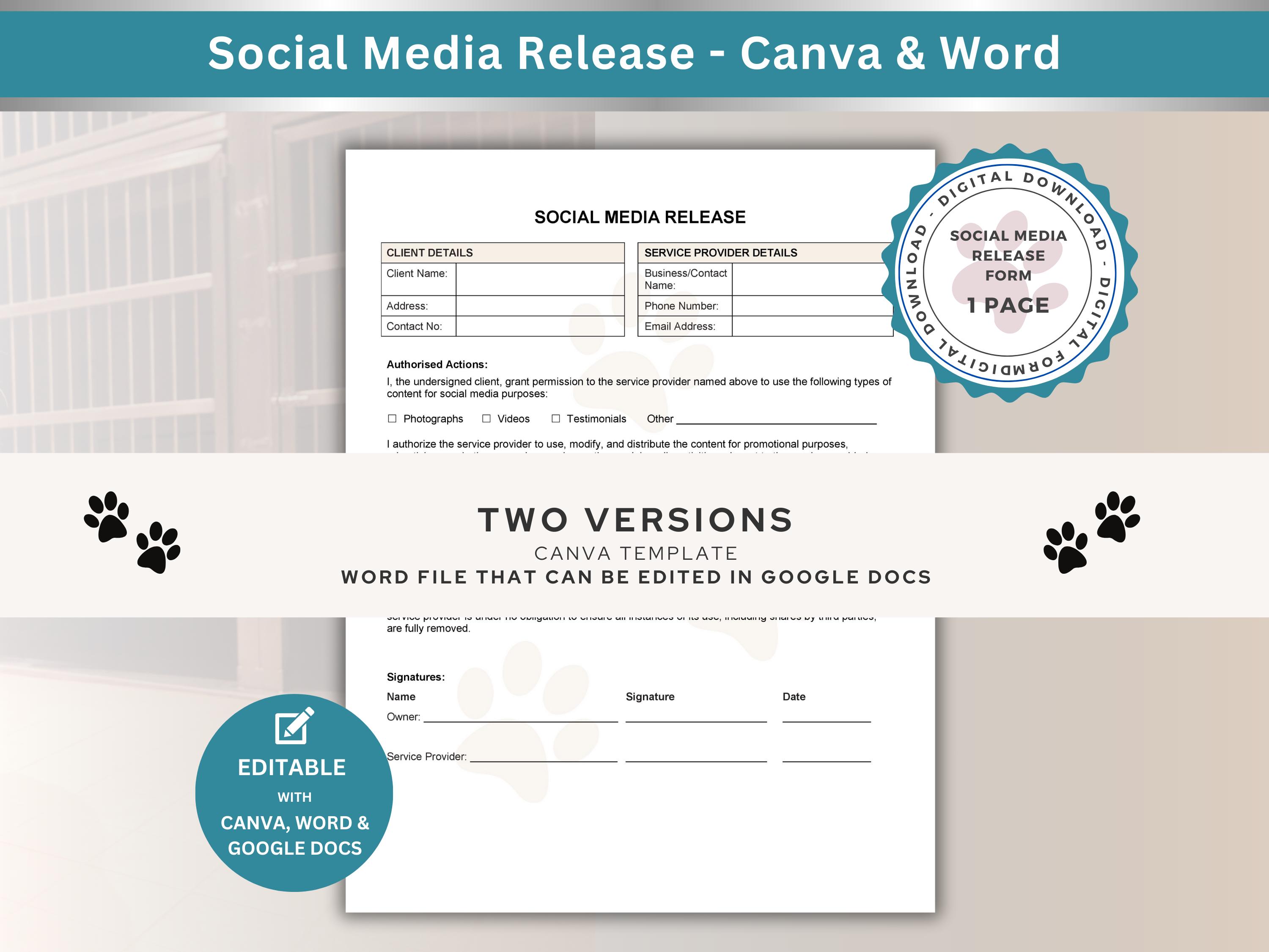 Social Media Release Template Photo Release Consent Form Online Media Social Media Release Template Photo Release Consent Form Online Media