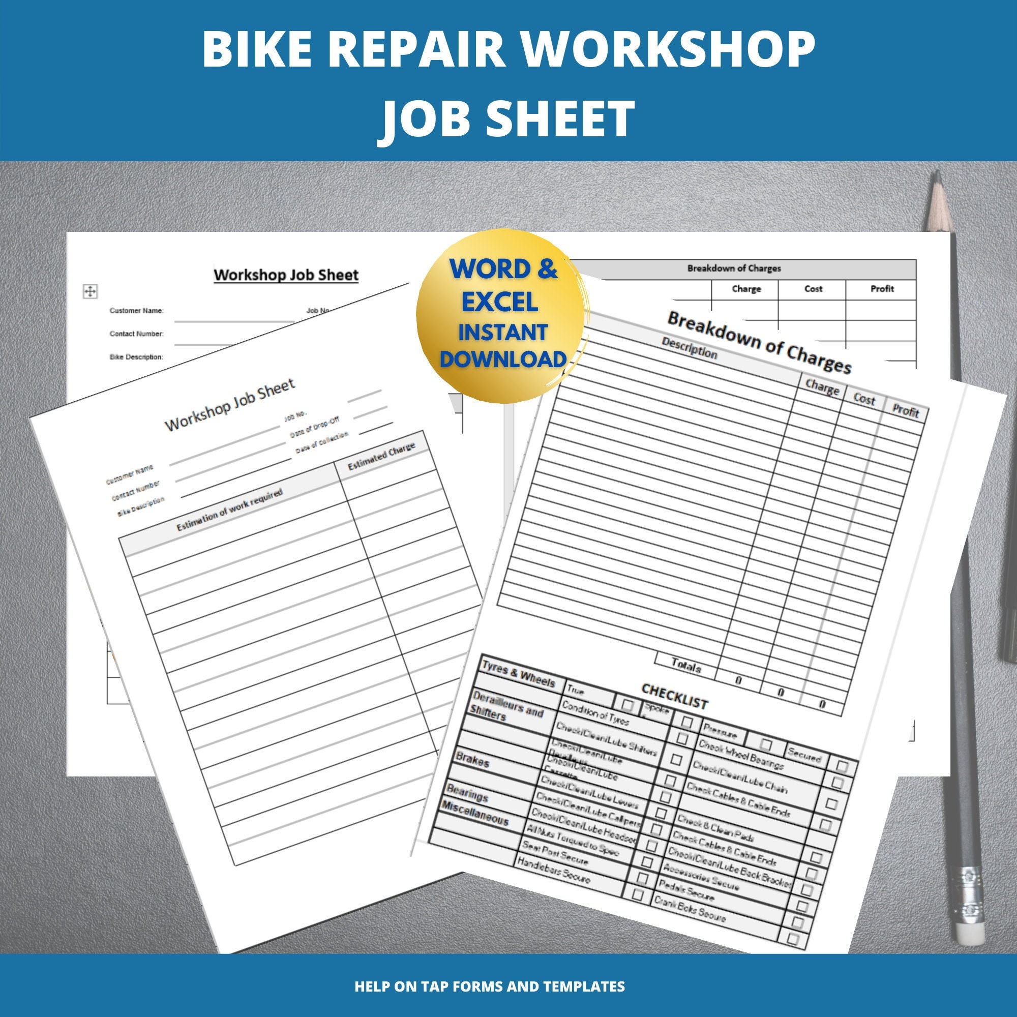 Bike Repair Form plus Servicing Checklist Etsy