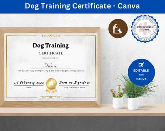 Dog Training Courses Certificate | Dog Training Certificate | Puppy Training Certificate | Dog Training Graduation Certificate Template
