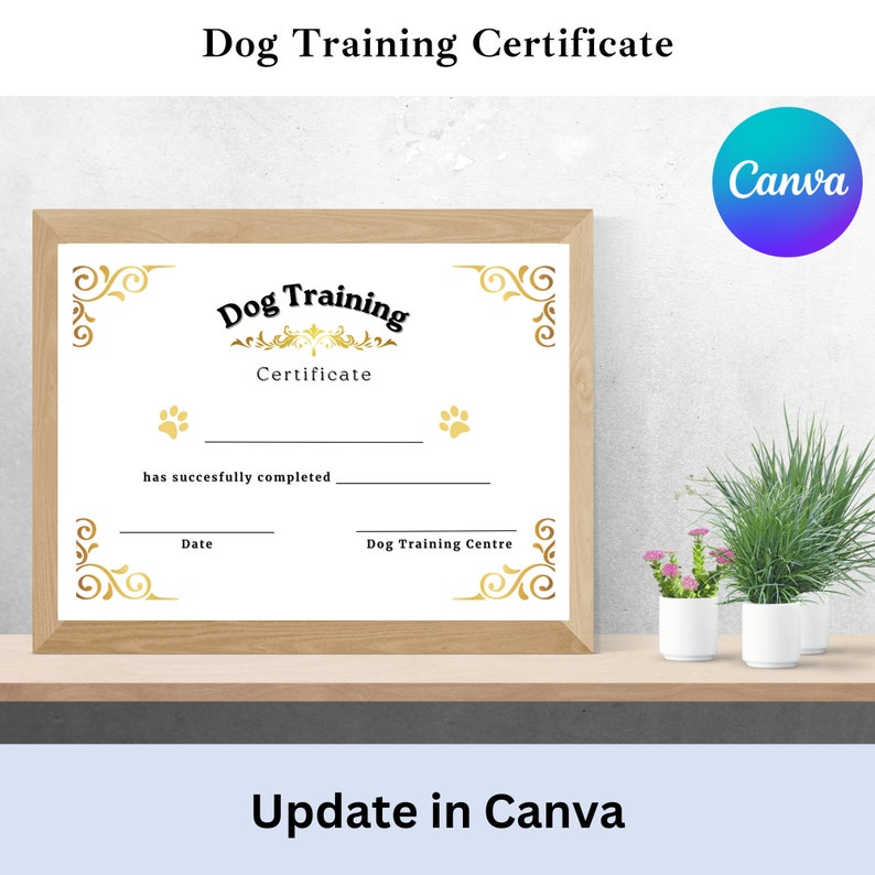 Dog Training Certificate Template Form Dog Training Course Certificate