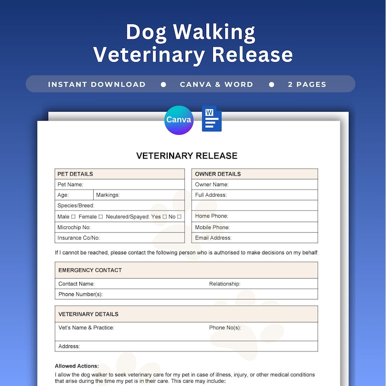 Dog Walking Veterinary Release