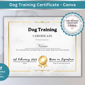 Zertifikat für Hundeschulungen | Hundeerzieherschein | Zertifikat als Hundeführer Hundetraining Abschluss Zertifikat Vorlage